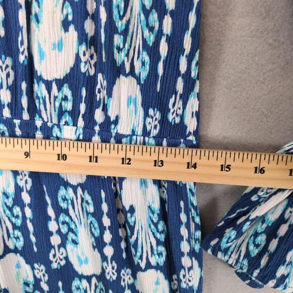 Lilly Pulitzer Elsa Romper Women's M Long Sleeve Indigo Get In Line Blue Beachy - Picture 6 of 10